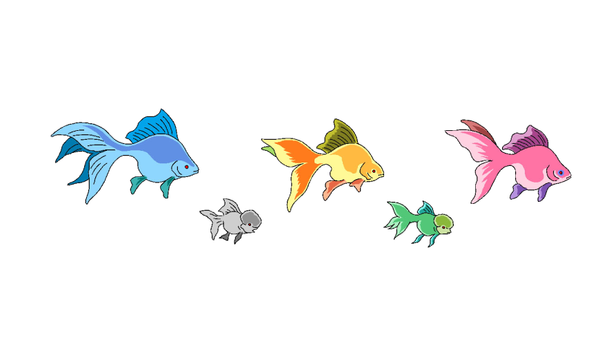 彩色された金魚